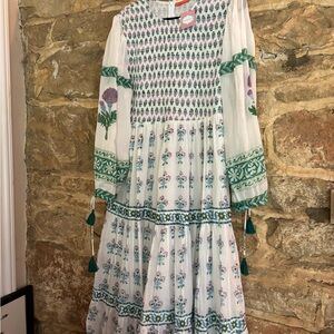 OLIPHANT- Smocked Top Ballon Sleeve Maxi Dress- NWT- Size L